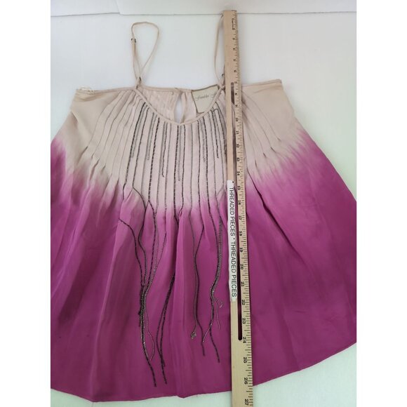 Fumblin Foe Tank Top Women S Pink Ombre Silk Chain Embelished Whimsical Festival - Picture 10 of 10
